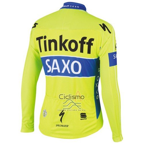 Tinkoff Saxo Bank Ropa Ciclismo Culotte Largo 2016 Mangas Largas AMarillo y Azul